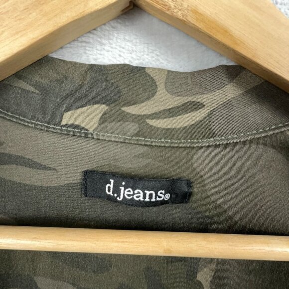 D. Jeans Camouflage Denim Jacket Button Front Army Green Women's Size 1X - Picture 5 of 12